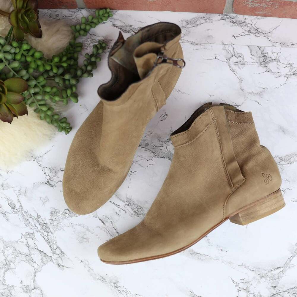 Sam Edelman Cody Tan Suede Leather Double Zip Closure Ankle Boots 7.5 Women's